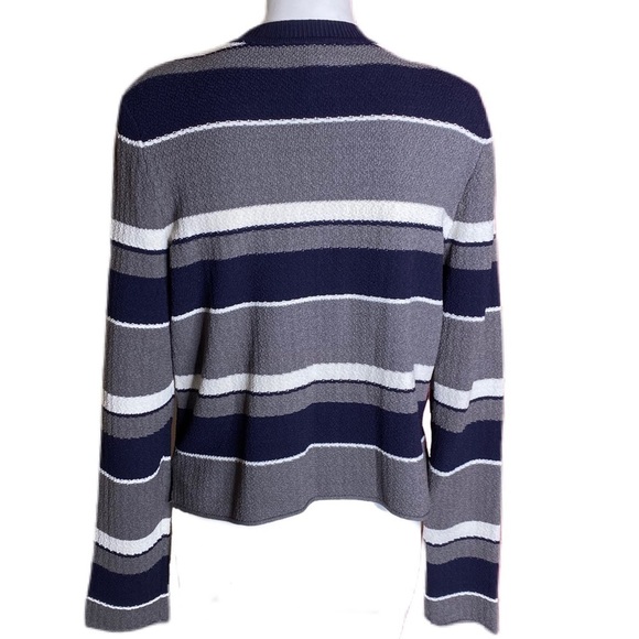 Ann Taylor Striped Knit Sweater Jacket Cardigan Size L - Picture 4 of 7